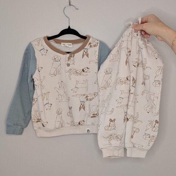 🧡 2 for 40 🧡 Rabbit + Bear Dog Pattern Jogger Set | 100% Organic Cotton - Picture 1 of 6